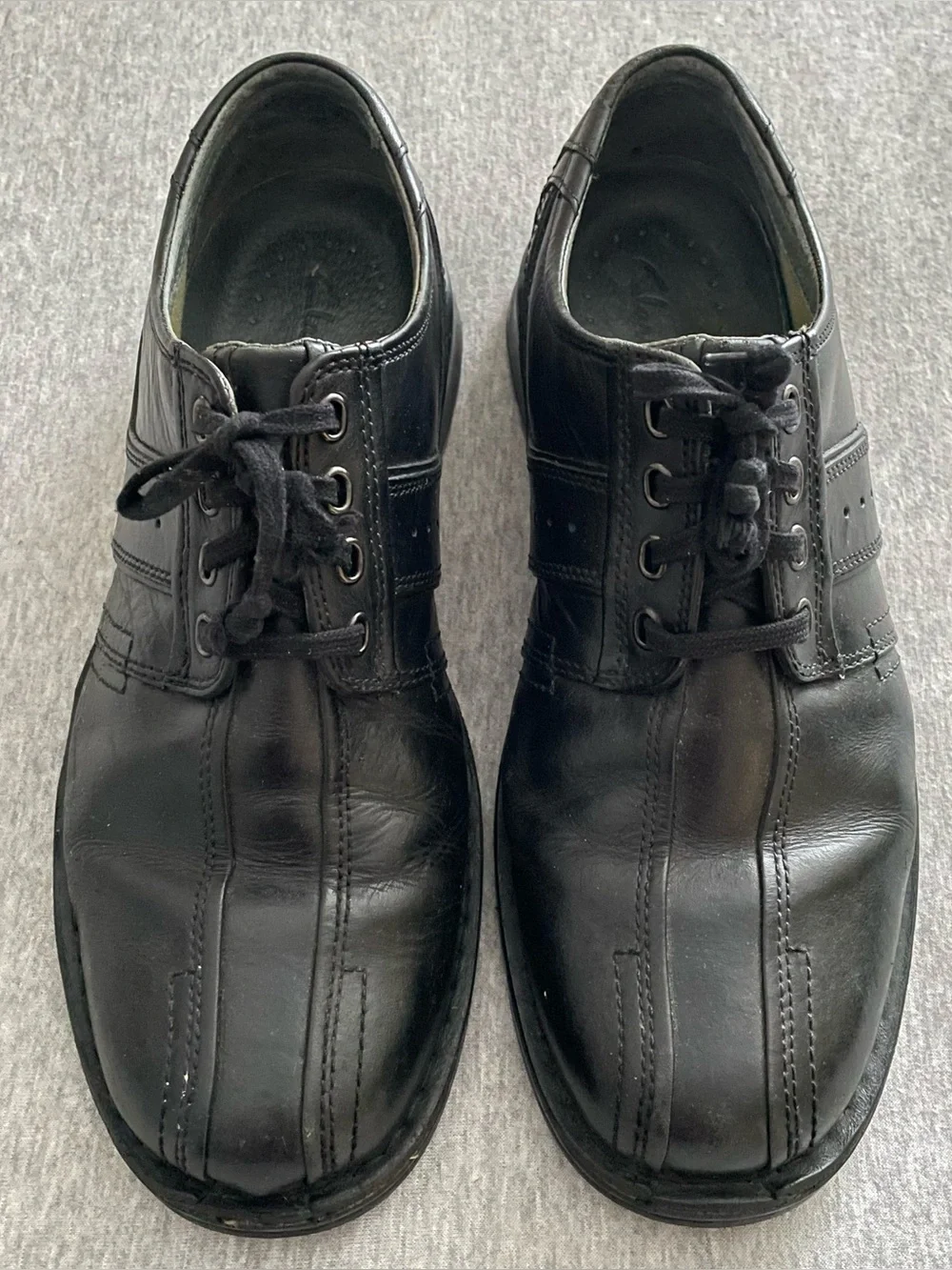Clarks Men's Sz 10W Touraeg Black Leather Oxford Lace-Up Shoes 78051